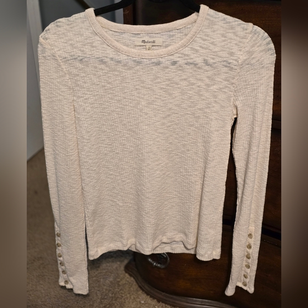 Madewell Waffle-Knit Long Sleeve Top — Size S — NWOT